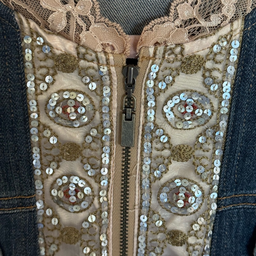 Cache Chic Denim And Lace Jacket - image 2